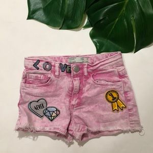 Zara Girls Pink Acid Wash Cut off Jean Shorts, 6
